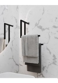 Resim Aju Havluluk Metal Kağıt Havlu Tutacağı Ev Banyo Düzenleyici Duvara Monte Havlu Tutucu Modern Siyah 