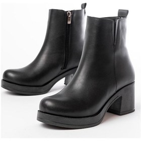 Resim 5109-3057 Siyah Lastikli Fermuarlı Kalın Topuklu Günlük Kadın Bot Diğer 
