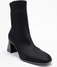 Resim Luvishoes Luvi Shoes Plesa Siyah Scuba Kadın Kalın Topuklu Bot Siyah Nice 