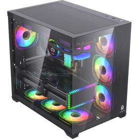 Resim GM Game Master F-7 Lite V2 Gaming Atx Akvaryum Kasa Uzaktan Kumandalı 7 Rgb Fan 
