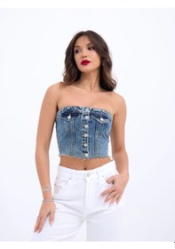 Resim Defymoda 6285 Kot Bluz-mavi Mavi 