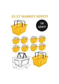 Resim 10 adet 22Litre Market ve Alışveriş Sepeti, Saplı Market Sepeti S 