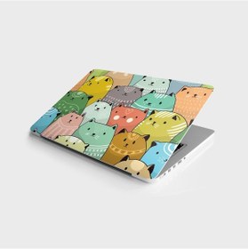 Resim Laptop Sticker Bilgisayar Notebook Pc Kaplama Etiketi Renkli Kedi 