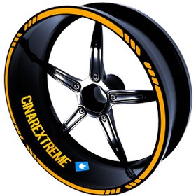 Resim 4 Parçalı Kesikli Tasarımlı Taksi Sarısı Jant Şeridi Sticker Çınar Extreme 
