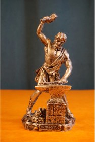 Resim Ateş Tanrısı Hephaestus Biblo Mitolojik Heykel Özel Tasarım 22 Cm Ev Dekor Hediyelik Aksesuar Gümüş 