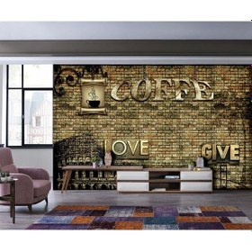 Resim 3D Boyutlu Coffee Vintage Duvar Kağıdı 