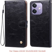 Resim Flip Kapak Lüks PU Suni Deri Boyun Askısı Kart Yuvaları Kılıfı için OPPO A3 4G / A3 5G / A3X / A40 Kılıf Manyetik Kitap Kapak Stand Özellikleri ve Kart Yuvası 