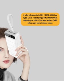 Resim Bfs Çoklu Cihaz Uyumlu Led Ekranlı 50000 Mah Powerbank Çok Renkli 