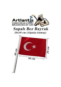 Resim Sopalı Bez Bayrak 20x30 Cm 1 Adet Saplı Bayrak Ay Yıldız Plastik Çıtalı 20 30 Bez Bayrak Mill Bayram Kutlama 