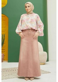 Resim 2254-denim Klasik Etek Somon Somon 
