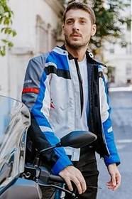 Resim Scudo Madrid Mavi Erkek Motosiklet Ceketi 