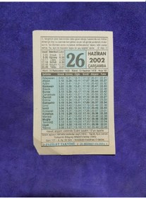 Resim 26 Haziran 2002 Takvim Yaprağı - Nostalji Koleksiyonluk Takvim Yaprağı 