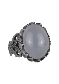 Resim 925 Ayar Katı Gümüş Erkek Yüzük - Doğal Taş Seçeneği İle El Yapımı Tasarım Cabochon Akuamarin Gümüş 