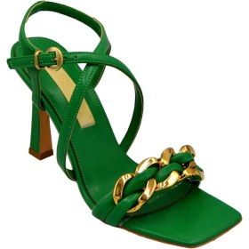 Resim Duygushoesbag Kadın Bileği Saran Kırışık Cilt Sandalet 