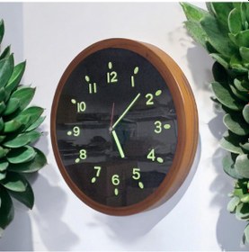 Resim Fosforlu Karanlıkta Parlayan Kabartma Rakam Kahverengi Siyah Duvar Saati 37 Cm Kahverengi 