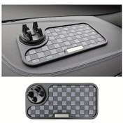 Resim Dashanshop Koyu Gri 1 Adet Araç Dashboard Organizer Desenli Kaymaz Tutucu Telefon Anahtarlık Tepsisi 