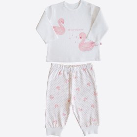 Resim Organik Pamuk Pembe Swan 2’li Bebek Takımı - 3-6 Ay 