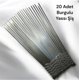 Resim 20 Adet Yassı Mangal Şişi,domates Sebze Patlıcan Tavuk Kanat Şişi 