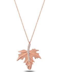 Resim Çınar Yaprağı Kadın 925 ayar Gümüş Kolye 