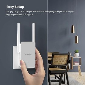 Resim Tenda AX3000 Wi-Fi 6 Tekrarlayıcı, WiFi Sinyal Güçlendirici, 2.4GHz/5GHz Çift Bant, Yönlendiricilerle Uyumlu Wi-Fi Genişletici, Ap Modu, WPS Düğmesi, Akıllı LED Sinyali (A33), Beyaz 