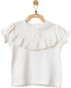 Resim Andy Wawa Kız Bebek Önden Fırfırlı Detaylı Beyaz Tshirt Ac21753 