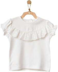 Resim Andy Wawa Kız Bebek Önden Fırfırlı Detaylı Beyaz Tshirt Ac21753 