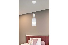 Resim Akses Karo Beyaz Tekli Optik Şeffaf Sarkıt Salon Yemek Odası Oturma Odası Antre Mutfak Çocuk Odası Yatak Odası 