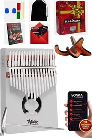 Resim Midex KLX-550-PAK Beyaz Renk Gerçek Ağaç Kalimba 17 Tuşlu Full Set 