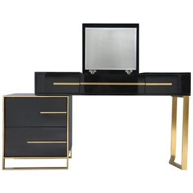 Resim Cristina Siyah Gold Metal Makyaj Masası 
