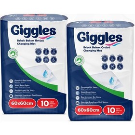 Resim Giggles Bebek Bakım Örtüsü 60x60 Alt Açma Bezi 2 Paket 20 Adet 