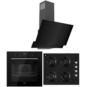 Resim Ferre Black Plus Serisi QBL63CS-S2140-D063 3lü Cam Ankastre Set 