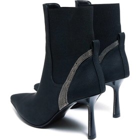 Resim Bestello Taşlı Sivri Burun Neolit Taban Topuklu Bot 281-139 Kadın Bot Siyah 