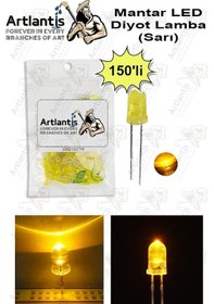 Resim Sarı Mantar Led Diyot Lamba 150 Li 1 Paket Sarı 4.8 Mm Mini Mantar Led Lamba Deney Bilim Proje Arduino Işığı 