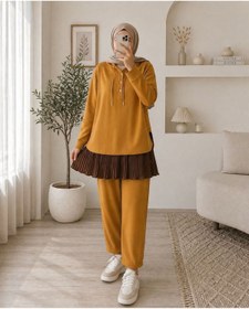 Resim bgm fashion Kadın Tesettür Piliseli İçlik Etek Tunik Altı Uzatıcı Kurtarıcı Pliseli Pileli 