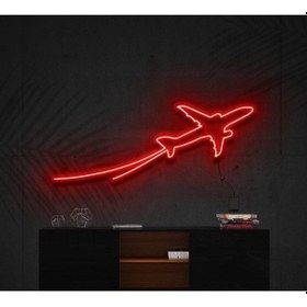 Resim Uçak Figürlü Neon Tabela Kırmızı 