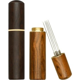Resim Luminnaly 2 Parça Espresso Dağıtım Aracı, Doğal Ahşap Saplı ve Tabanlı Espresso Karıştırıcı Aracı, 5 Iğneli Espresso Kahve Karıştırıcıları (Yurt Dışından) 