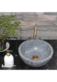 Resim Gri Mermer Mini Çanak Lavabo 