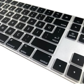 Resim McStorey Apple Magic Keyboard 2 A1843 Numerik Türkçe Q Klavye Koruyucu - TR UK US Uyumlu ISO + ANSI Hibrit Kesim Ultra İnce Silikon Kaplama Toz ve Sıvı Koruma Keyboard Cover Siyah 