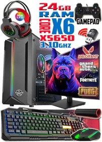 Resim WARBOX Bully Xeon X5650 24gb Ram 256gbssd 250gbhdd R7 240-4gb E.kartı 24" Monitör Gaming Bilgisayar 