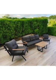 Resim Pimango Pilocca Bahçe Ve Balkon Mobilyası Antrasit 3+1+1 Sehpalı Antrasit 
