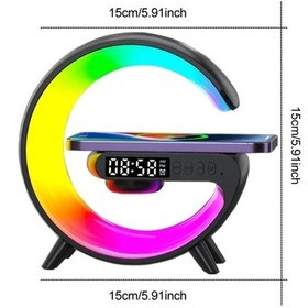 Resim Cloud011 Kablosuz Şarjlı Rgb Çok Fonksiyonlu Led Avize Saat Ve Masa Lambası Siyah 