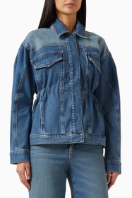Resim Barrel Kollu Oversize Denim Ceket, Modern Şık Kadın Dış Giyim - Mavi / XS 