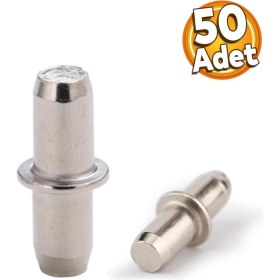 Resim Badem10 Raf Pimi Cam Ahşap Metal Raf Tutucu Çivisi Mobilya Dolap Pimi Metal (50 Adet) 