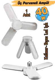 Resim Badem10 Üç Pervaneli Tasarruflu Ampul 40 W Led Lamba Beyaz E27 Duy 3600 Lümen Uzun Ömürlü 220 Volt 1 Adet 