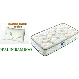 Resim Uzunbebe 80X180 Opalin Bamboo Lüx Ortopedik Yaylı Yatak (Yastık Hediyeli) 