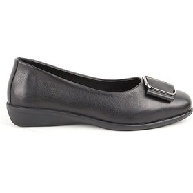 Resim Libero L076.3101 Hakiki Deri Tokalı Esnek Kauçuk Taban Kadın Loafer Casual Ayakkabı Siyah 