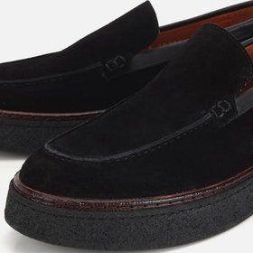 Resim HOTİÇ Erkek Süet Deri Siyah Kalın Tabanlı Günlük Loafer 