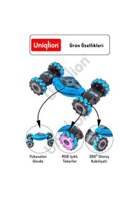 Resim Uzaktan Kumandalı Çift Yönlü 360 Dönebilen Rgb Işıklı Akrobat Araba 