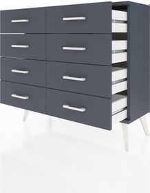 Resim Arges Şifonyer 8 Çekmeceli 88x30x80 Antrasit-antrasit Antrasit 
