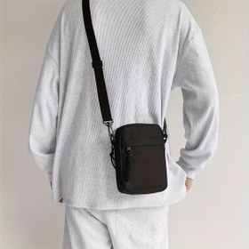 Resim Erkek Naylon Çapraz Çanta - Sportif, Minimalist Günlük Omuz Çantası, Ayarlanabilir Askı, Yıkanmaz, Günlük Kullanım ve Babalar Günü Hediyesi İçin İdeal, İş Günlük Stil - Siyah 